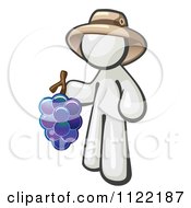 Poster, Art Print Of White Man Vintner Wine Maker Wearing A Hat And Holding Grapes