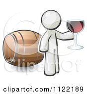 White Man Toasting By A Wine Barrel At A Winery