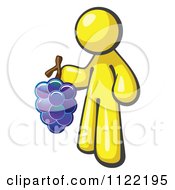 Poster, Art Print Of Yellow Man Vintner Wine Maker Holding Grapes