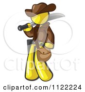 Poster, Art Print Of Yellow Explorer Man Carrying A Machete