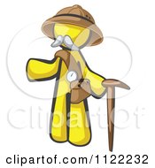 Yellow Man Explorer With A Pack And Cane