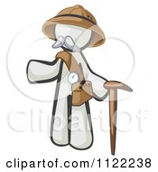 Poster, Art Print Of White Man Explorer With A Pack And Cane