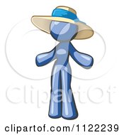 Poster, Art Print Of Blue Woman Wearing A Sun Hat