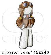 Cartoon Of A White Aviator Pilot With A Leather Helmet Royalty Free Vector Clipart by Leo Blanchette