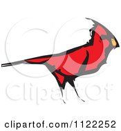 Woodcut Red Cardinal Bird