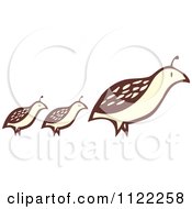 Poster, Art Print Of Woodcut Partridge Pheasant Bird And Chicks