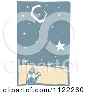 Clipart Of Woodcut Wise Men On Camels In The Desert Royalty Free Vector Illustration by xunantunich