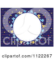 Clipart Of A Round Frame With Stars On Blue Royalty Free Vector Illustration