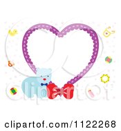 Clipart Of A Heart Frame With A Cute Baby Polar Bear Royalty Free Vector Illustration by Cherie Reve