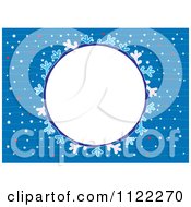 Clipart Of A Round Winter Or Christmas Frame With Snowflakes On Blue Royalty Free Vector Illustration