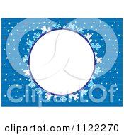 Poster, Art Print Of Round Winter Or Christmas Frame With Snowflakes On Blue