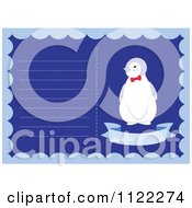 Clipart Of A Newborn Baby Frame With A Cute Penguin Royalty Free Vector Illustration