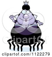 Cartoon Of A Waving Chubby Spider Queen Royalty Free Vector Clipart by Cory Thoman