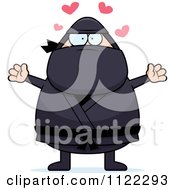 Cartoon Of A Chubby Ninja Man With Open Arms Royalty Free Vector Clipart by Cory Thoman