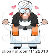 Cartoon Of A Chubby Muslim Sikh Man With Open Arms Royalty Free Vector Clipart