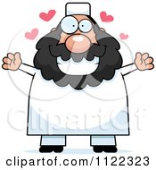 Cartoon Of A Chubby Muslim Man With Open Arms Royalty Free Vector Clipart