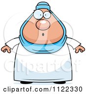 Cartoon Of A Surprised Chubby Muslim Woman Royalty Free Vector Clipart
