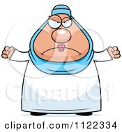 Cartoon Of A Mad Chubby Muslim Woman Royalty Free Vector Clipart