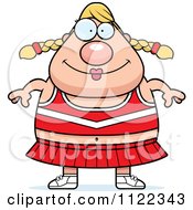 Cartoon Of A Happy Chubby Blond Cheerleader Royalty Free Vector Clipart