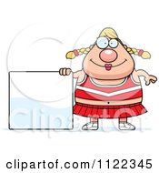 Poster, Art Print Of Chubby Blond Cheerleader With A Sign