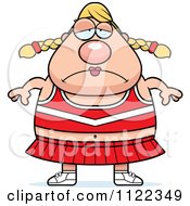 Cartoon Of A Chubby Depressed Blond Cheerleader Royalty Free Vector Clipart