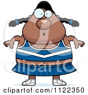 Cartoon Of A Surpised Chubby Black Cheerleader Royalty Free Vector Clipart