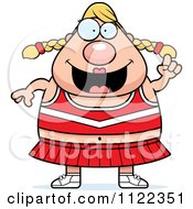 Cartoon Of A Chubby Blond Cheerleader With An Idea Royalty Free Vector Clipart