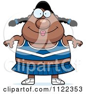 Cartoon Of A Happy Chubby Black Cheerleader Royalty Free Vector Clipart