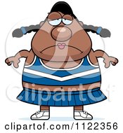 Cartoon Of A Chubby Depressed Black Cheerleader Royalty Free Vector Clipart