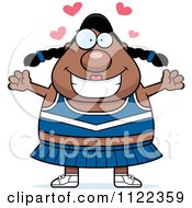 Cartoon Of A Chubby Black Cheerleader With Open Arms Royalty Free Vector Clipart