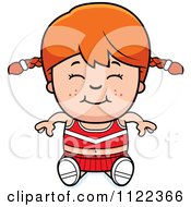 Poster, Art Print Of Happy Red Haired Cheerleader Girl Sitting