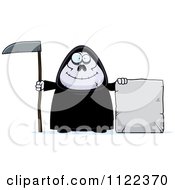 Poster, Art Print Of Happy Chubby Grim Reaper With A Sign 3