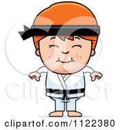 Cartoon Of A Happy Red Haired Martial Arts Karate Boy Royalty Free Vector Clipart