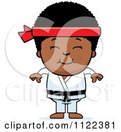Cartoon Of A Happy Black Martial Arts Karate Boy Royalty Free Vector Clipart