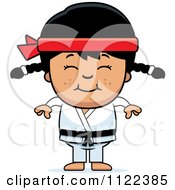 Cartoon Of A Happy Asian Martial Arts Karate Girl Royalty Free Vector Clipart