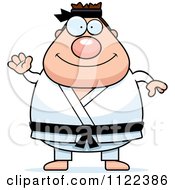 Poster, Art Print Of Waving Chubby Black Belt Karate Man