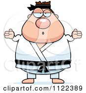 Poster, Art Print Of Careless Shrugging Chubby Black Belt Karate Man