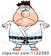 Poster, Art Print Of Depressed Chubby Black Belt Karate Man