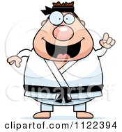 Poster, Art Print Of Chubby Black Belt Karate Man With An Idea