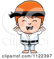 Poster, Art Print Of Happy Red Haired Martial Arts Karate Boy Cheering