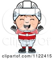 Poster, Art Print Of Happy Red Haired Hockey Boy Cheering