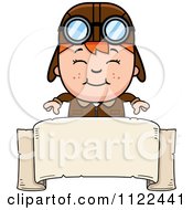 Poster, Art Print Of Happy Red Haired Aviator Pilot Boy Over A Sign