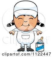 Cartoon Of A Happy Asian Painter Girl Royalty Free Vector Clipart