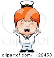 Poster, Art Print Of Happy Red Haired Sailor Boy Cheering