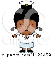 Cartoon Of A Happy Black Sailor Girl Royalty Free Vector Clipart