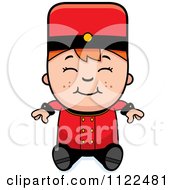 Poster, Art Print Of Red Haired Bellhop Hotel Boy Sitting