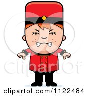 Cartoon Of A Mad Red Haired Bellhop Hotel Boy Royalty Free Vector Clipart