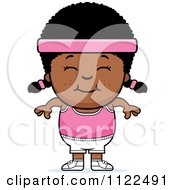 Cartoon Of A Happy Black Fitness Gym Girl Royalty Free Vector Clipart