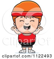 Poster, Art Print Of Happy Red Haired Fitness Gym Boy Cheering