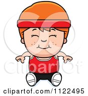 Poster, Art Print Of Happy Red Haired Fitness Gym Boy Sitting